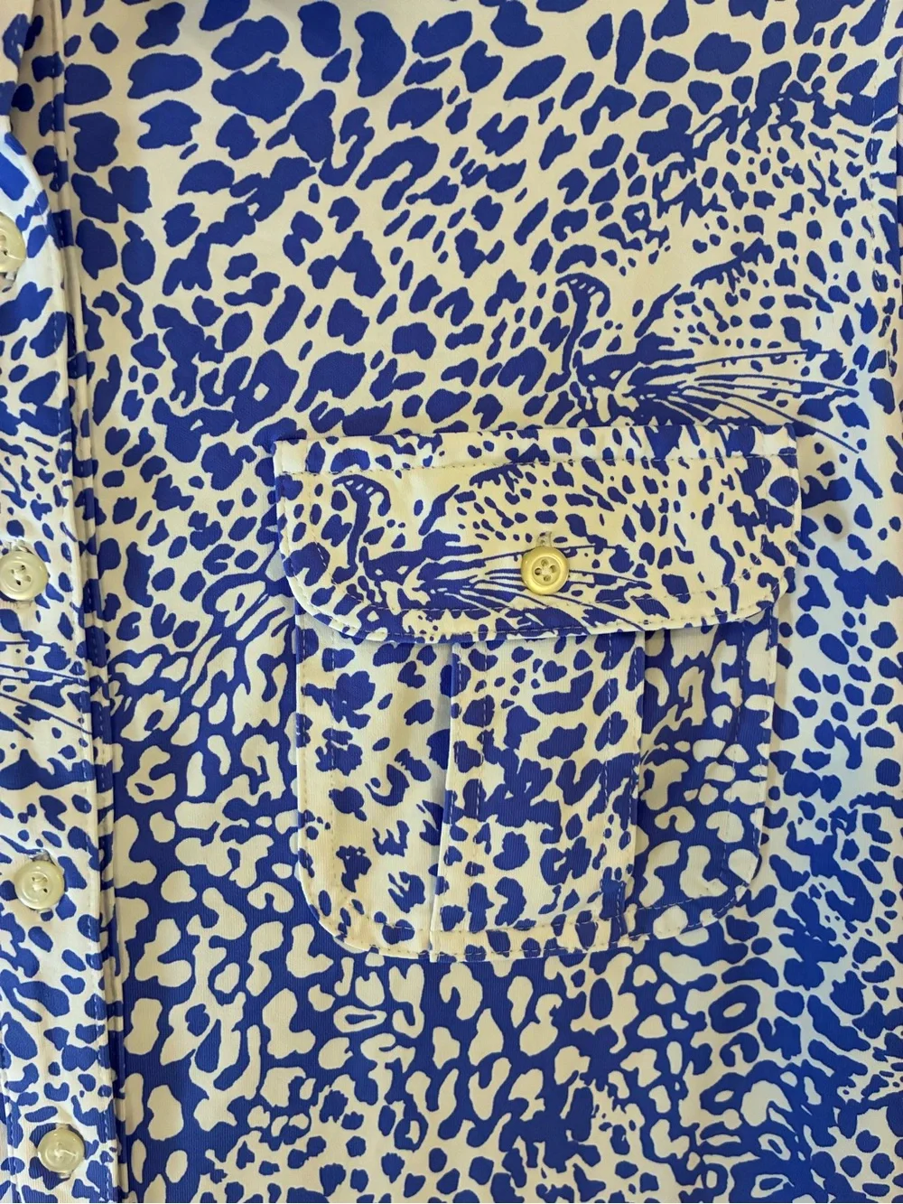 Persifor Winpenny Blue & White 3/4 Sleeves A Line Button Placket Dress Plus XL